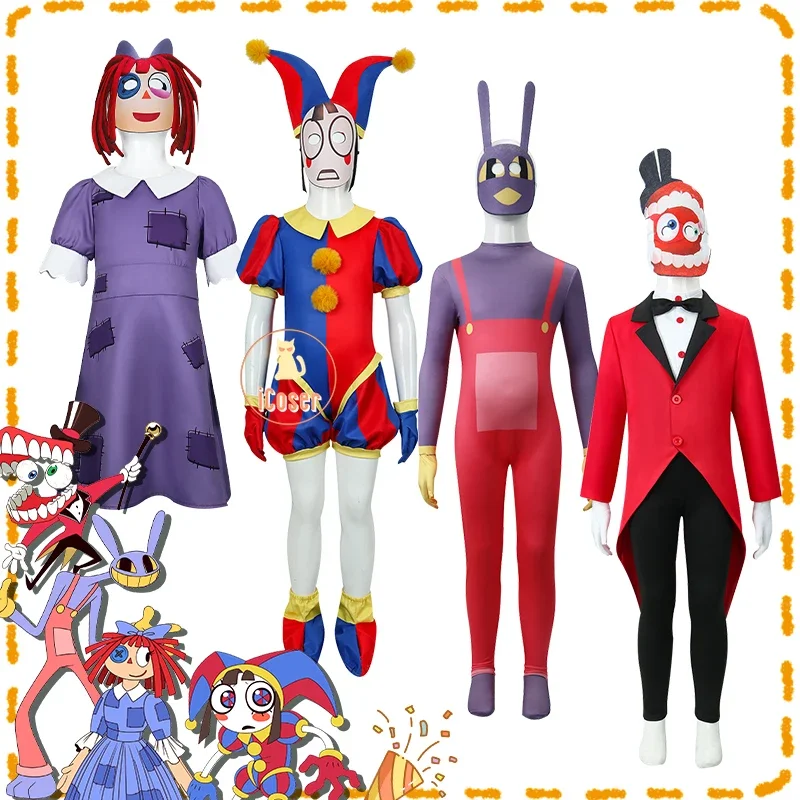 2025 New IN STOCK Pomni Cosplay Cartoon Costume The Amazing Digital Circus Ragatha Jax Caine Jumpsuit Halloween for Children AA