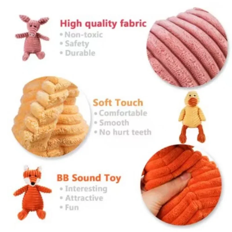 Corduroy Sounding Plush Toys Animal Plush Dog Squeaky Toy Puppy Chew Toys Bite Resistant Pet Toy for Dogs Squeaker