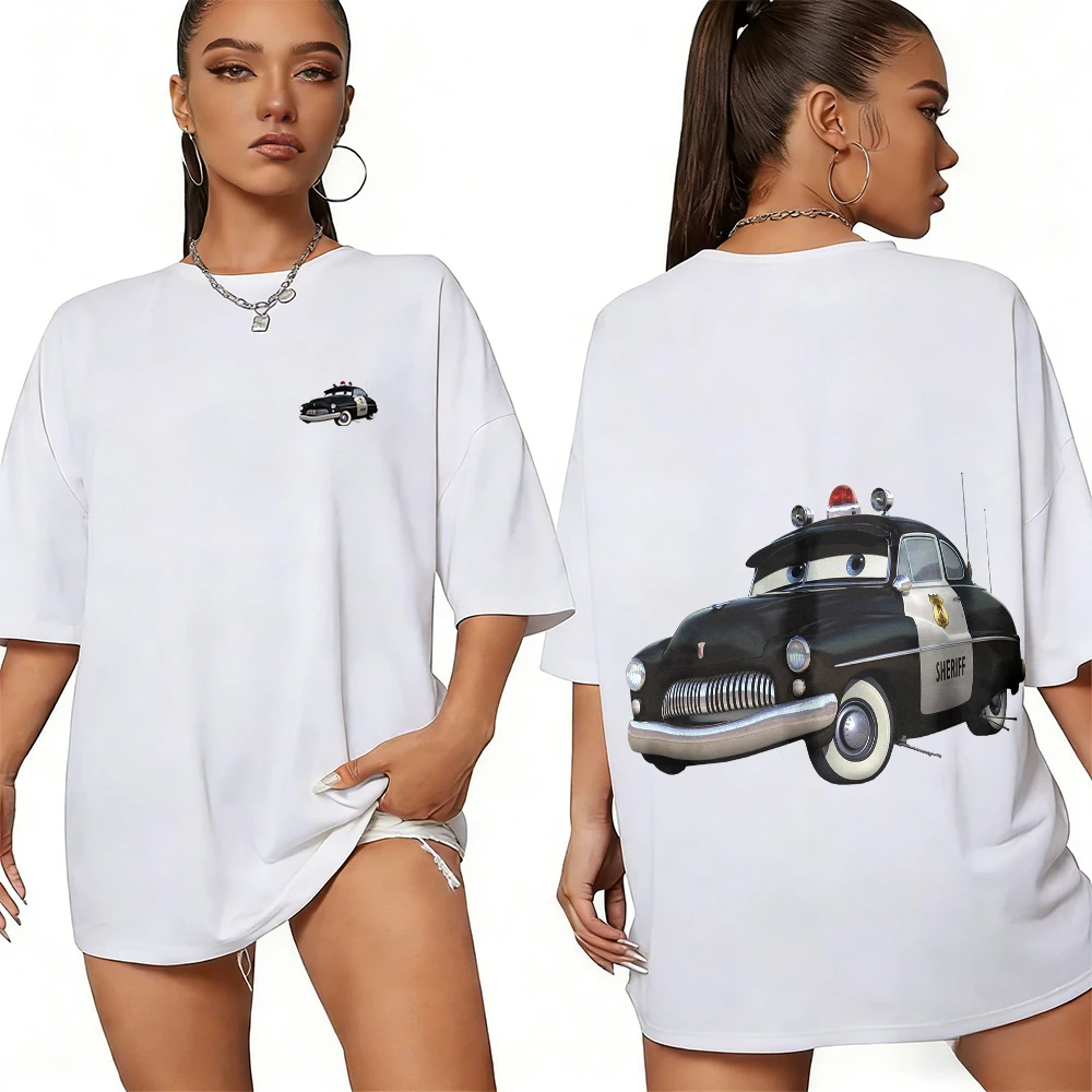 

Летняя гоночная сержант Disney (черно-белая полицейская машина) Мини-футболка с принтом из 100% хлопка, мужской повседневный дышащий топ