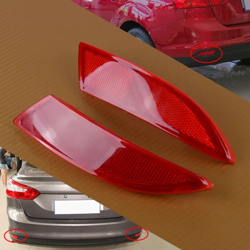 1 par de reflectores de parachoques trasero izquierdo y derecho de plástico rojo aptos para Ford Focus BM51515COAE BM51515BOAE 2012 2013 2014 2015