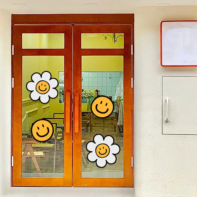 

Lovely Cartoon Windows Stickers Shops Glass Doors Posters Decorations Children's Room Wall Decals Home Bathroom Wallpapers Decor
