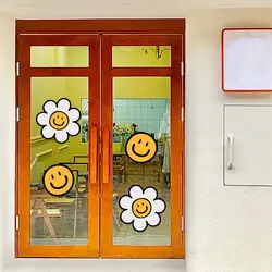 Lovely Cartoon Windows Stickers Shops Glass Doors Posters Decorations Children's Room Wall Decals Home Bathroom Wallpapers Decor