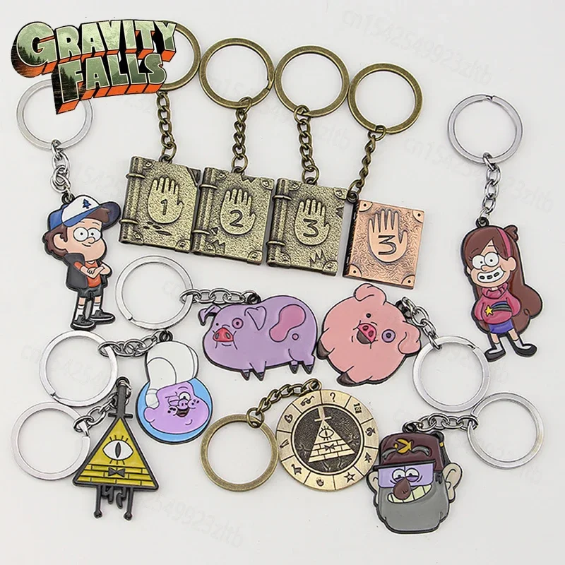 Creative Cartoon Gravity Fall Figure Keychain for Women Men Fans Dipper Mabel Waddles Stanley Soos Keychain Kids Gifts