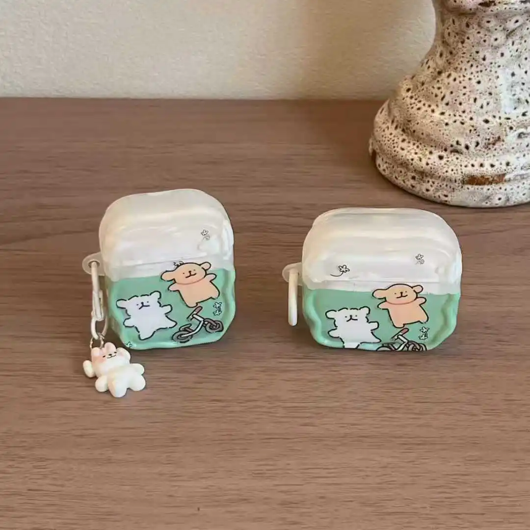 For Apple AirPods Pro3  2025 New Case For AirPods 1 2 3 4 Pro 2 Puppy Cheese Jasmine Tea Earphone Cover with Pendant Protection