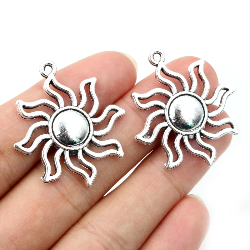 Antique Silver Plated Moon Sun Flower Charms for DIY