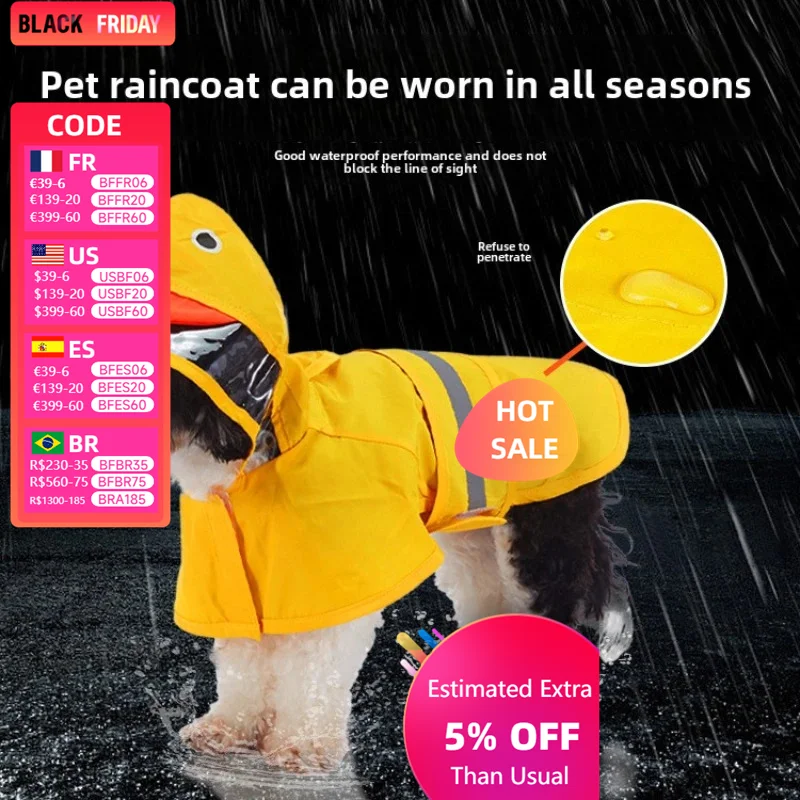 

Dog Animal Shape Poncho with Feet, All-inclusive Small Dogs Can Lead Medium and Large Dogs Pet Raincoats Dog Costumes