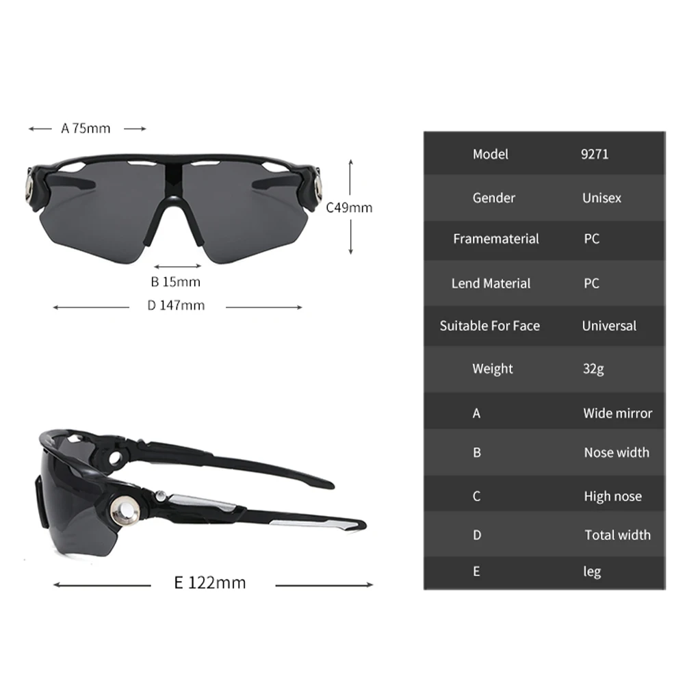 Gepolariseerde Lens Fietsen Bril Uv 400 Bescherming Eyewear Running Zonnebril Mountainbike Bril Voor Mannen Vrouwen