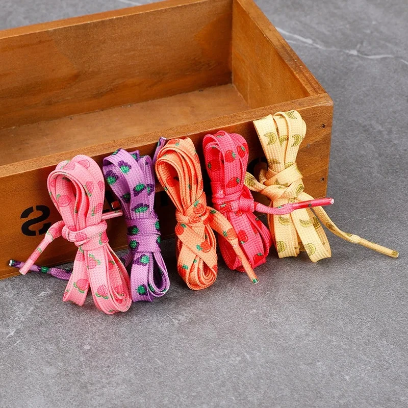Musterdruck Obst Schnürsenkel Flache Macaron Niedlicher Druck Schnürsenkel für Sneakers Erdbeere Traube Pfirsich Orange Banane Schnürsenkel