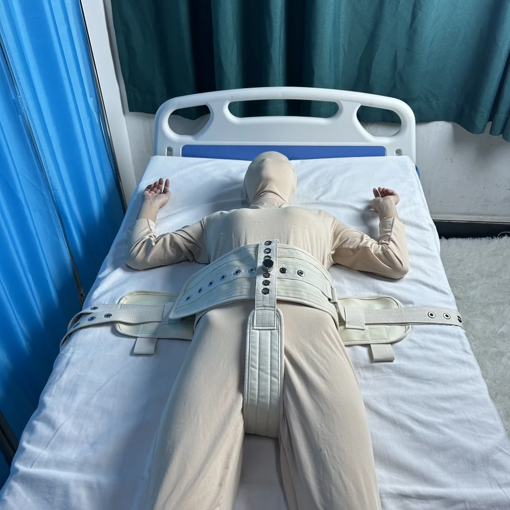 Waist Crotch Restraint Set Medical Diaper Fastener Safety Strap Bed Restraint Belt Belly Fixed Bedridden Patient Dementia Care