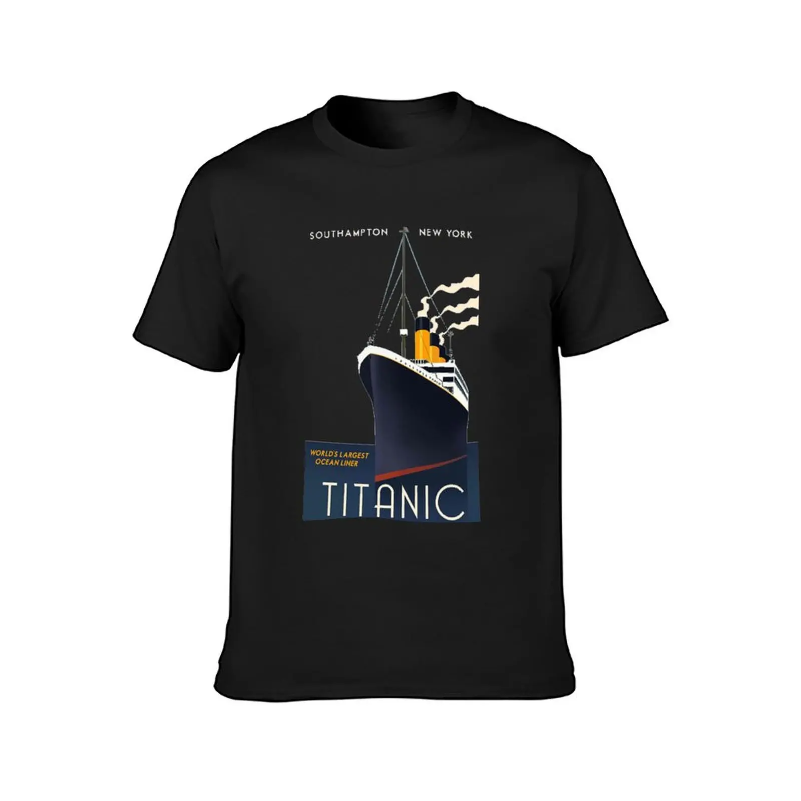 Titanic Sinking Vintage Poster Cruise Ship Atlantic Ocean Voyage T-Shirt plain slim fit t shirts for men