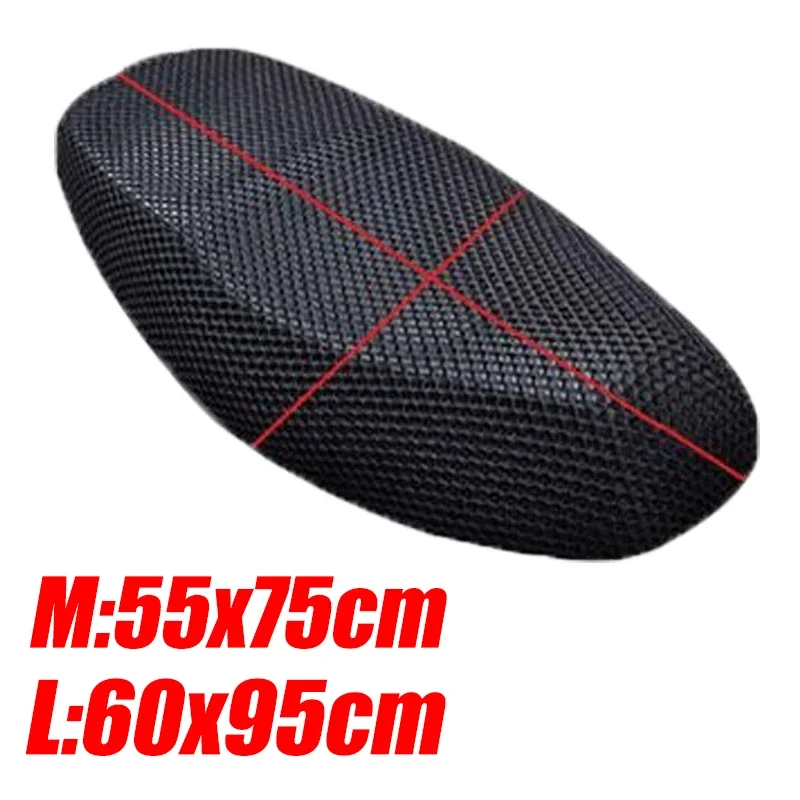 Coprisedile per moto traspirante Rete 3D Isolamento termico in rete Fodera per cuscino per rete Accessori moto neri Protezione