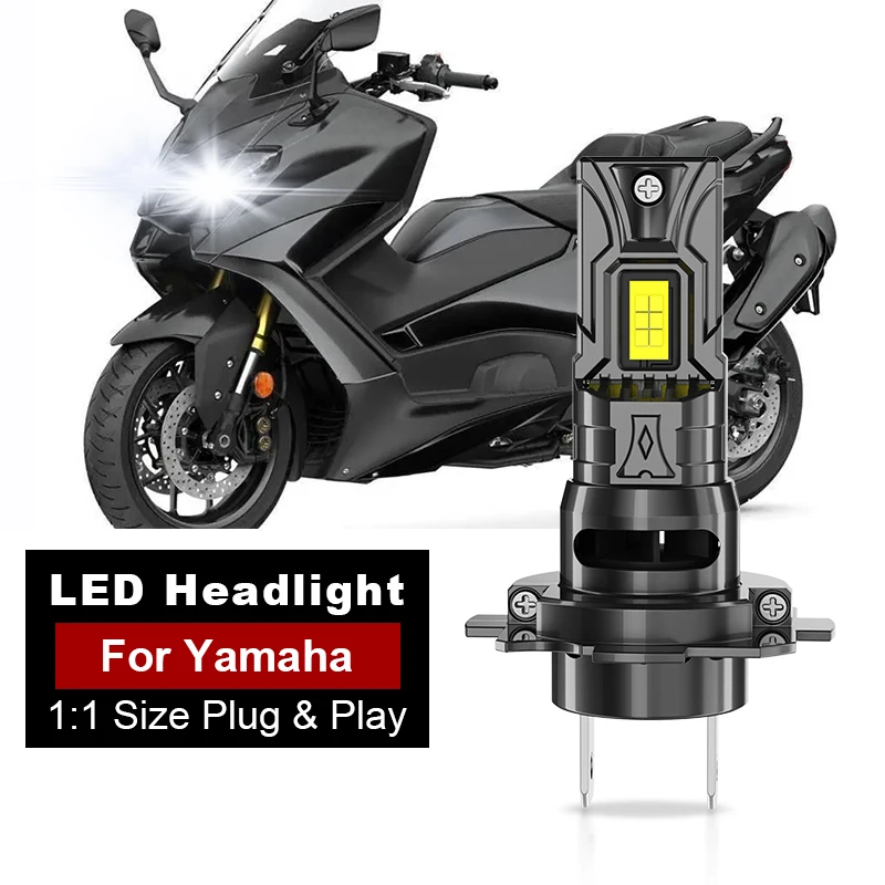 1/2PCS H7 White Motorcycle LED Headlight Bulbs For Yamaha TMAX XP500 YZF R1 R6 R6S R3 FZ1 FZ6 MT07 FZ07 MT09 FZ09 High Low Beam