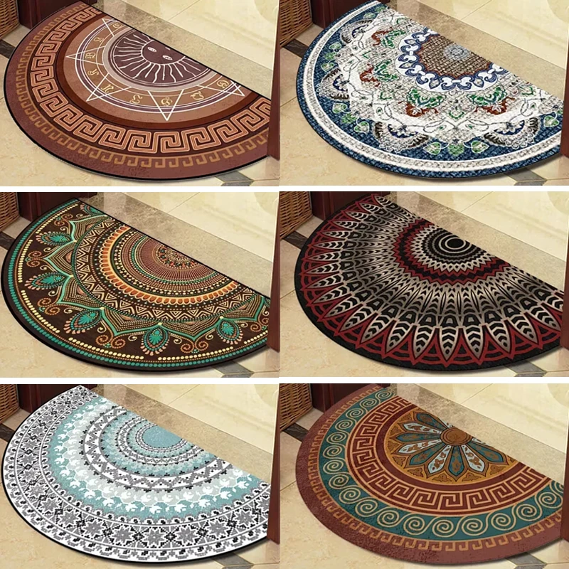 

1PC Retro Door Rug Semi-circular Floor Mat European Style Carpet for Living Room Indoor Door Entrance Mats Home Decor Alfombra