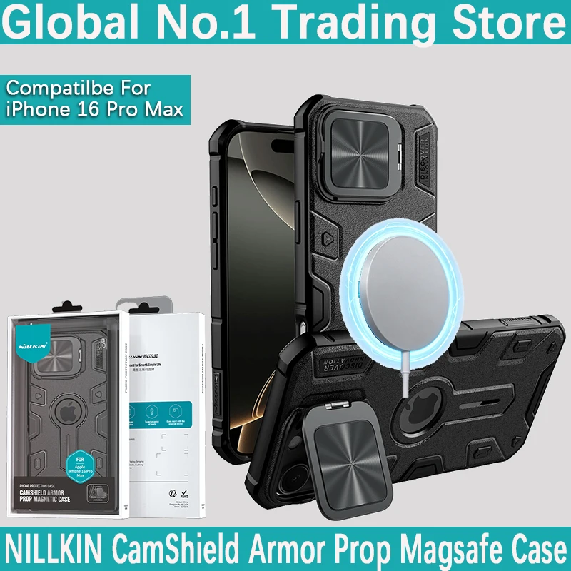 NILLKIN For iPhone 16 Pro Max CamShield Armor Prop Magnetic Case Lens cover bracket anti drop airbag phone case protective cover