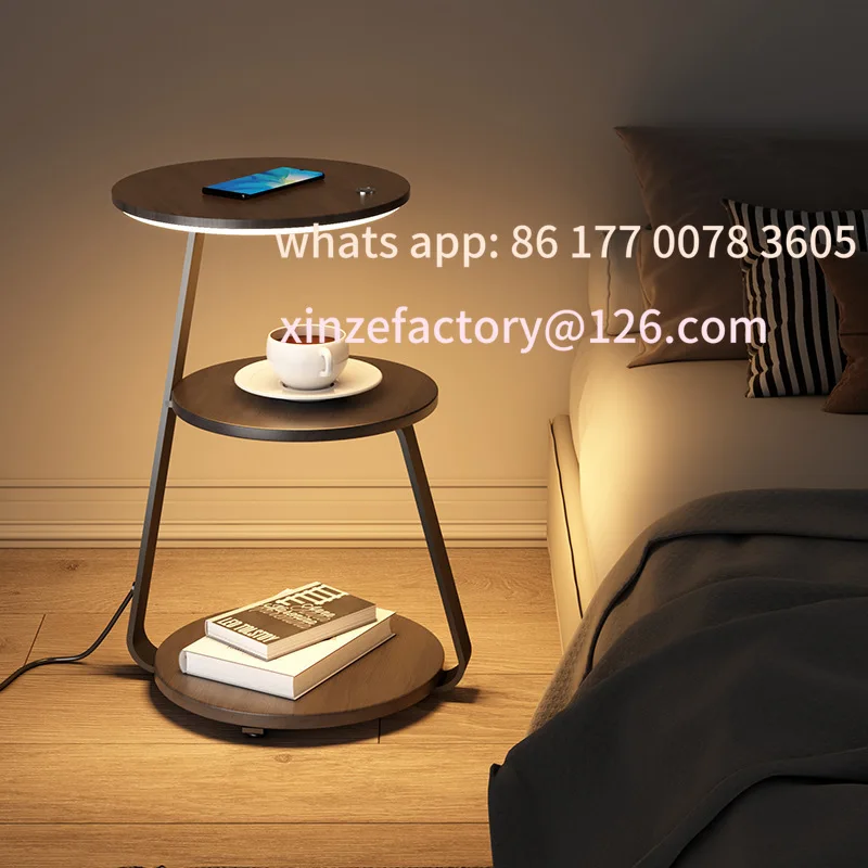 Customizable creative bedroom floor lamp wireless charging living room rack coffee table lamp design sense sofa bedside table