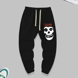 Halloween Skull Pattern Joggers, MISFITS Men's Women's Casual Stretch Waist Drawstring Sports Y2K Pants Sweatpants