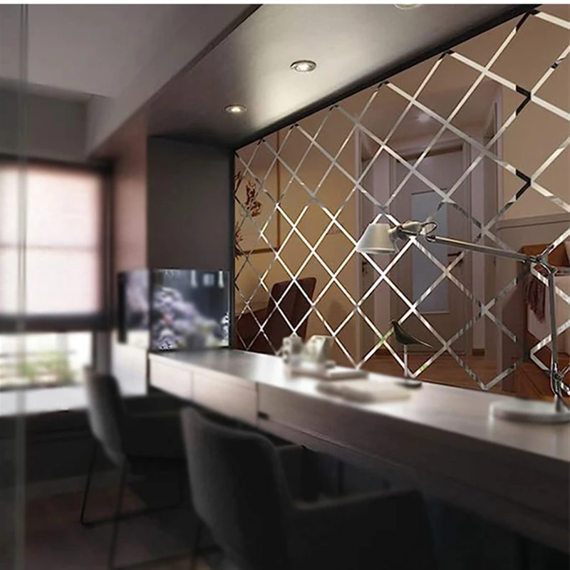 ثلاثية الأبعاد الماس الربط الاكريليك مرآة الجدار ملصق للإزالة الزجاج خلفية فسيفساء الزخرفية للديكور المنزل