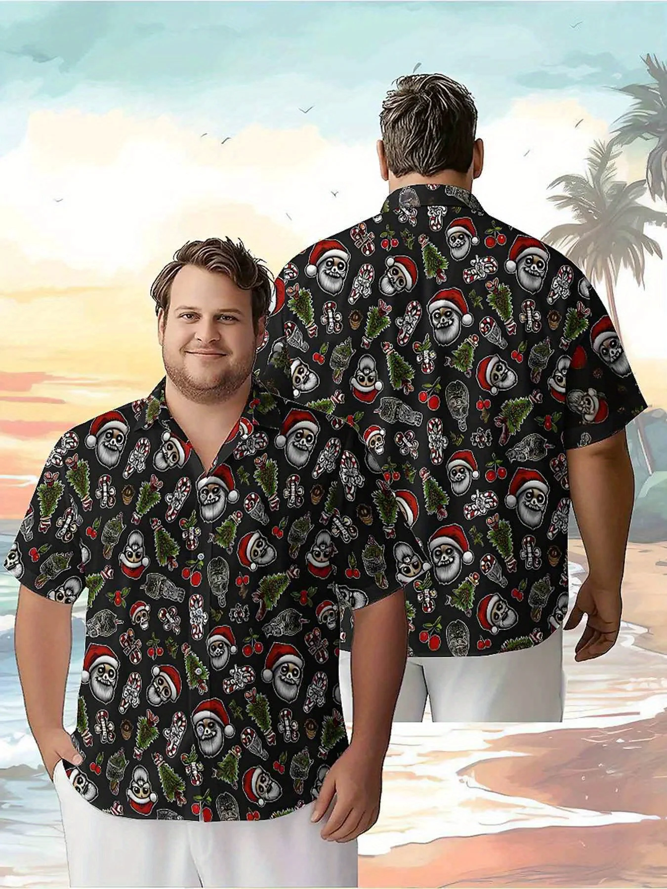 

Men's Plus Size Hawaiian Shirts Christmas Theme Fun pattern, Button Up Shirts, Unisex Casual Clothing, Summer Tops