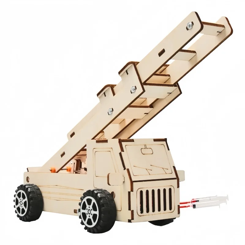DIY Wood Ladder Fire Truck Model Kit for Kids - Educational Physics Science Toy STEM Learning Experimental Tool Gift for Kids