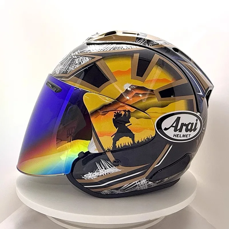 

VZ-RAM Classic 3/4 Open Face Helmet,For Harley Motorcycle And Cruise Motorcycle Protection Helmets,Pedrosa Spirit Gold,Capacete