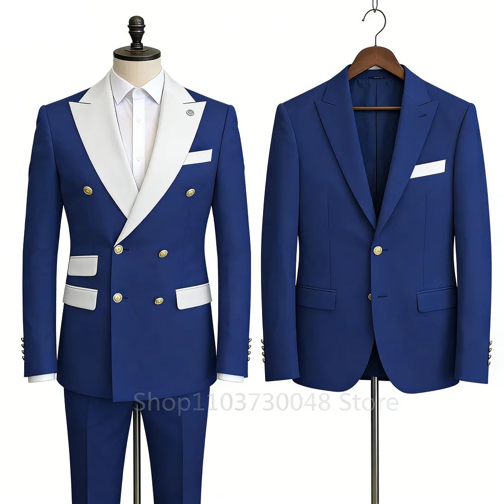 

Men's Solid Color Slim Fit 2-Piece Wedding Tuxedo Formal Smoking Suit for Graduation Party Best Men's Groomsmen Attire