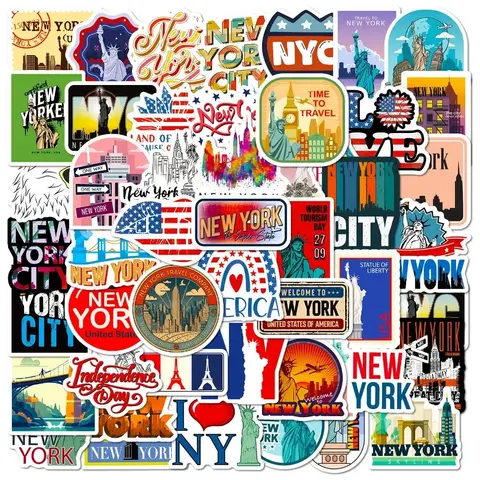 50Pcs New York America Landmark Building Stickers DIY Skateboard Motorcycle Suitcase Notebook Guitar Decals Decor Kids Toys 8 best sales lego stickers - №7