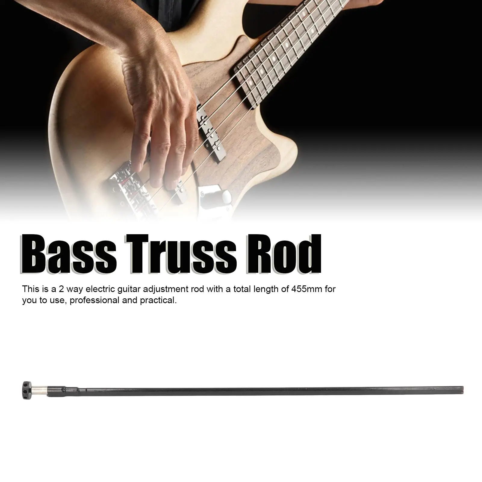 Pro 2-Way Guitar Truss Rod Tool for Electric Bass - Adjusts 455mm Metal Rod - Two Course Adjustment