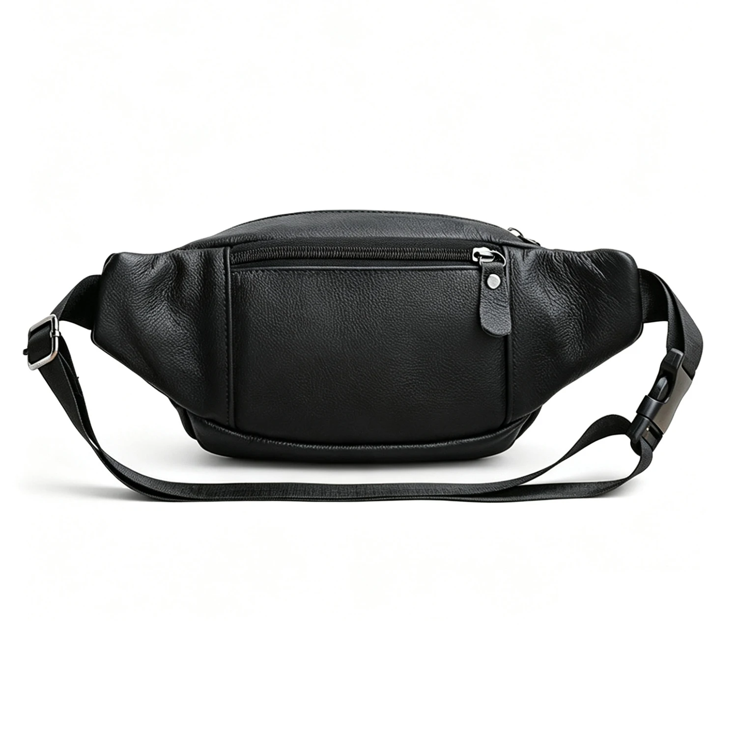 Men's Genuine Leather Fashion Crossbody Bag, Chest Bag, Casual Waist Bag, Shoulder Bag, Large Capacity Versatile Bag, Suitable for Travel, Work, Daily Commuting, and Tourism, Black