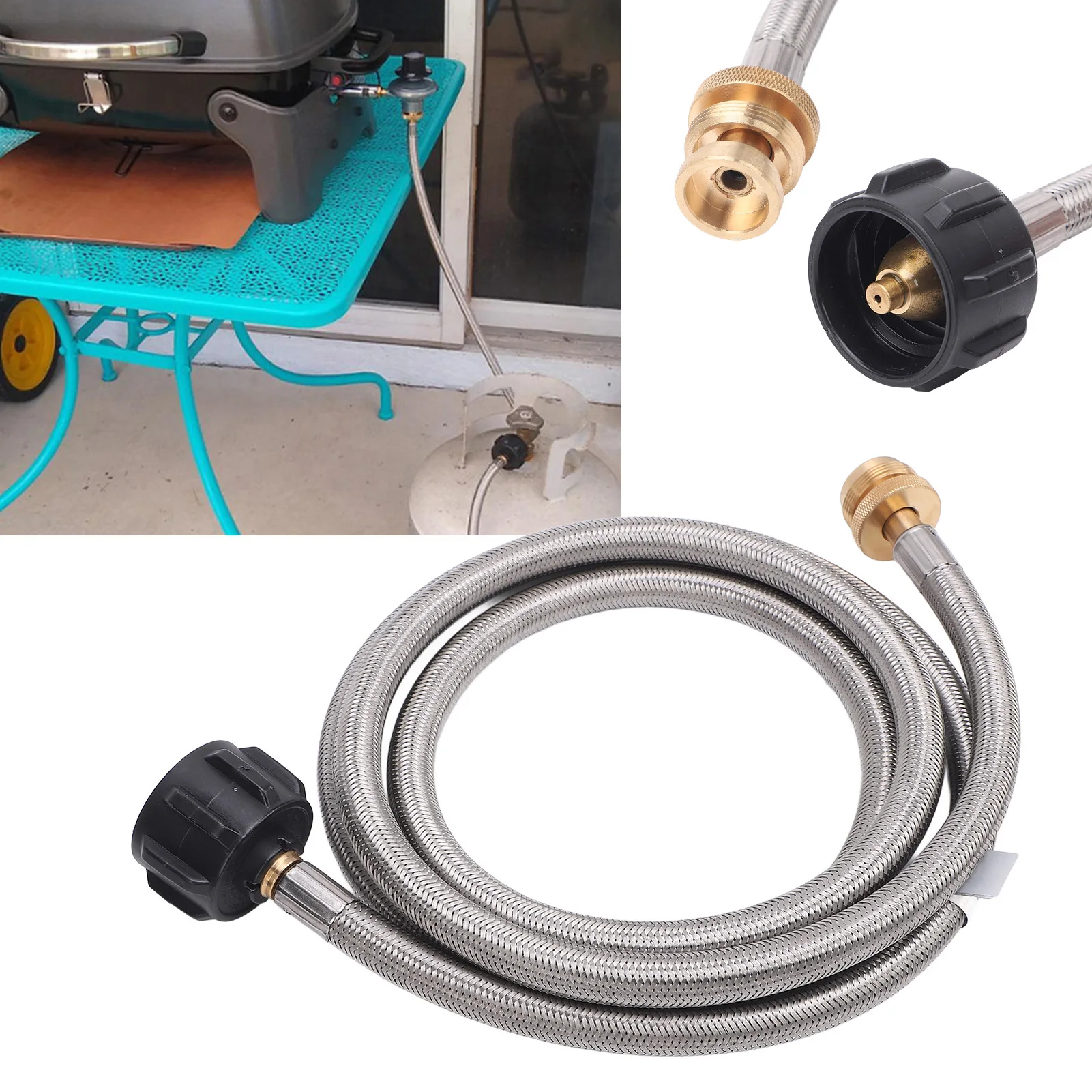 

Газовый удлинительный шланг из нержавеющей стали 5 футов (1,5 м) для газового обогревателя Buddy Heater, подходит для баллонов 1-20 фунтов