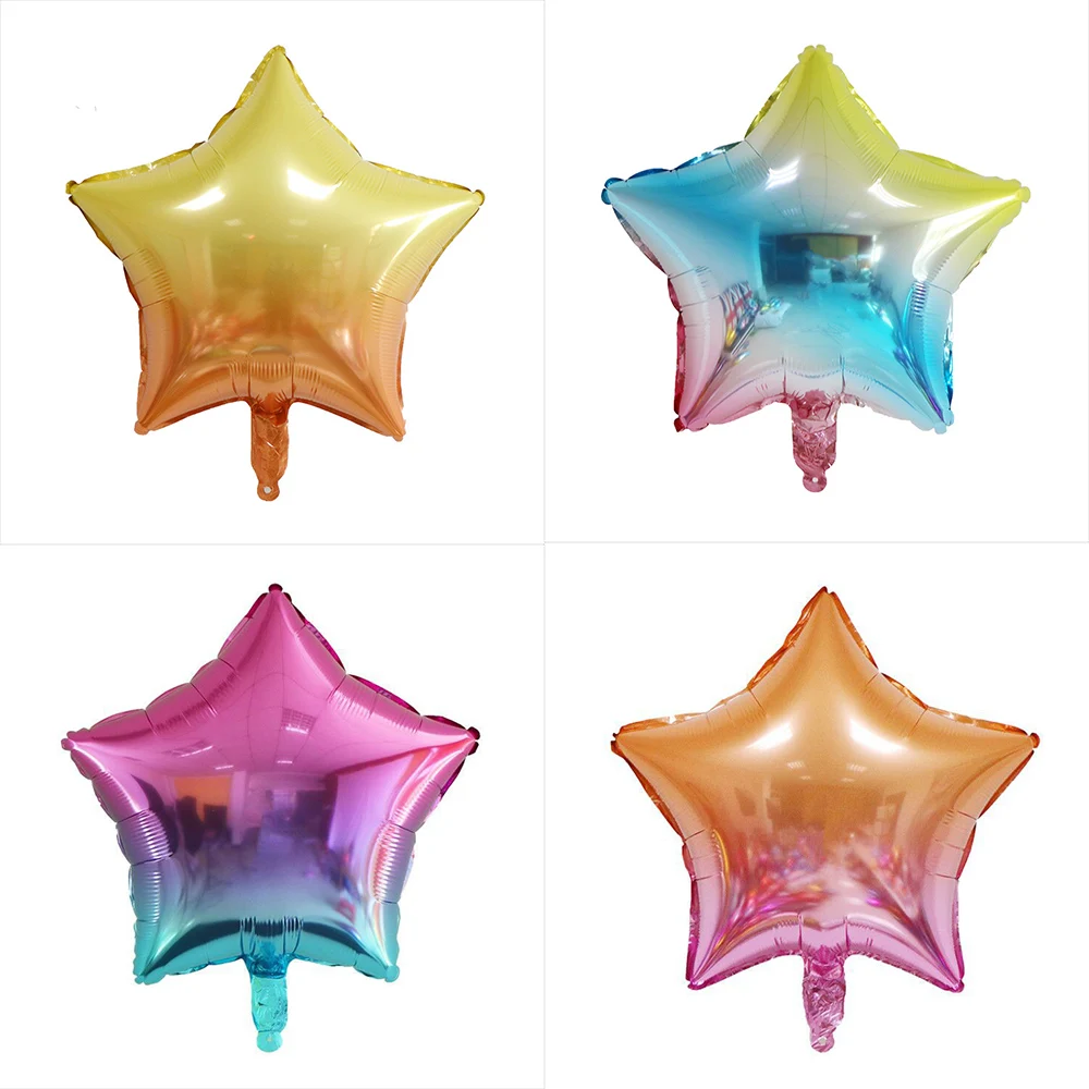 5pcs 18inch Star Birthday Balloons Rainbow Colorful Star Shaped Helium Foil Balloon for Baby Shower Birthday Party Decor Supply