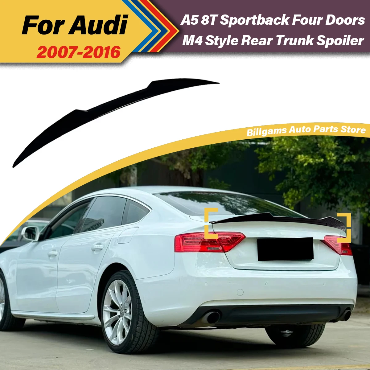 

For Audi A5 8T 2007 2008 2009 2010 2011 2012 2013 2014 2015 2016 Automobile Rear spoiler Rear Bumper Diffuser Decoration Kit