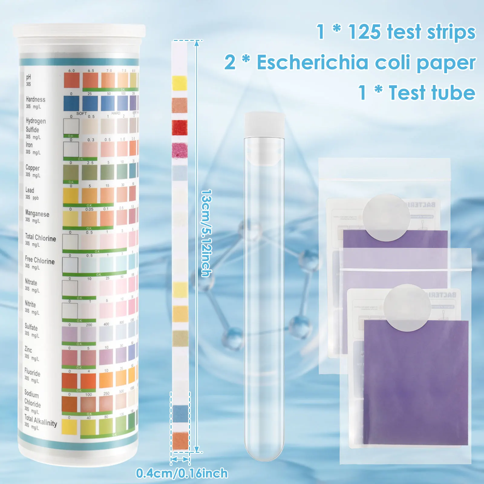 100Pcs Aquarium Test Strips 5-17 in 1 Fish Tank Water Testing Kits with Test Tube Freshwater Saltwater Water Quality Test Kit