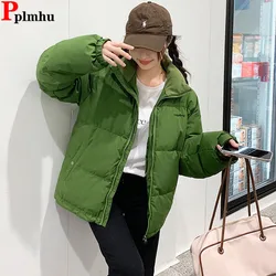 Green Loose Down Cotton Jackets Coasts Tops Winter Snow Wear Casaco Korea Fashion Chaquetas Basic Casual Women Vestes Abrigos