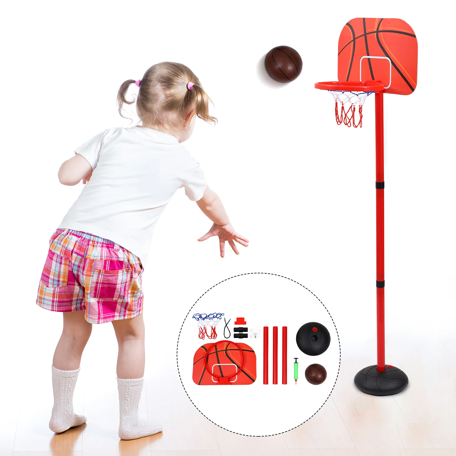 Set da Basket Regolabile per Interni, Gioco di Lancio Educativo per Bambini, Attrezzatura per Allenamento