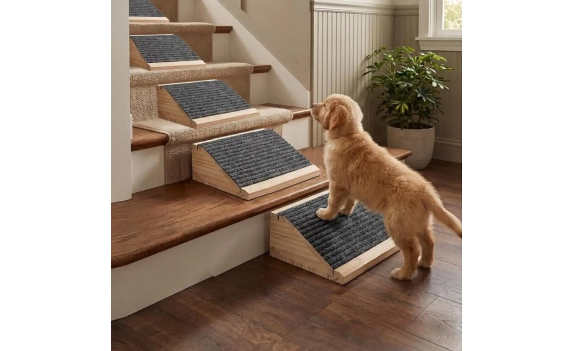 Wooden Pet Step Ramp Joint Protection Anti-Slip Dog Stair Single Step Pet Ramp Strong Wood Construction for Elderly Animals