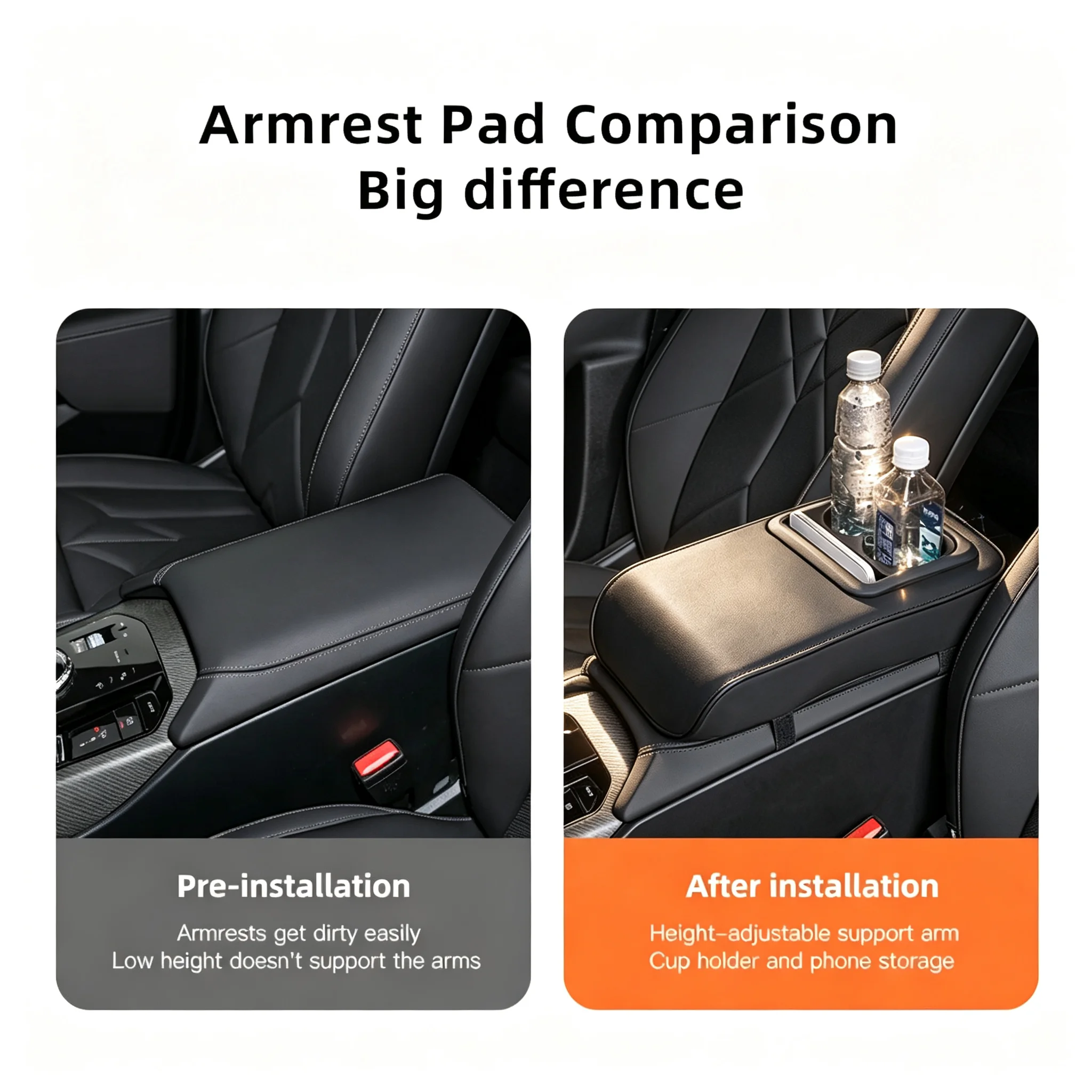 Leather Car Armrest Box Center Console Arm Rest Protection Mats For Mercedes Benz AMG W204 W205 W203 W211 W212 W213 W201 W210 4
