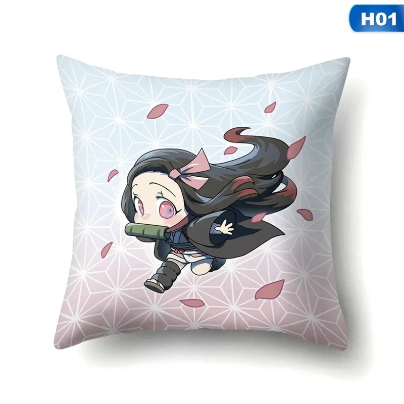 Sofa Cushion Covers Cartoon Japanese Anime Demon Slayer Chair Cushion Home Decor Pillow Case Pillowcase