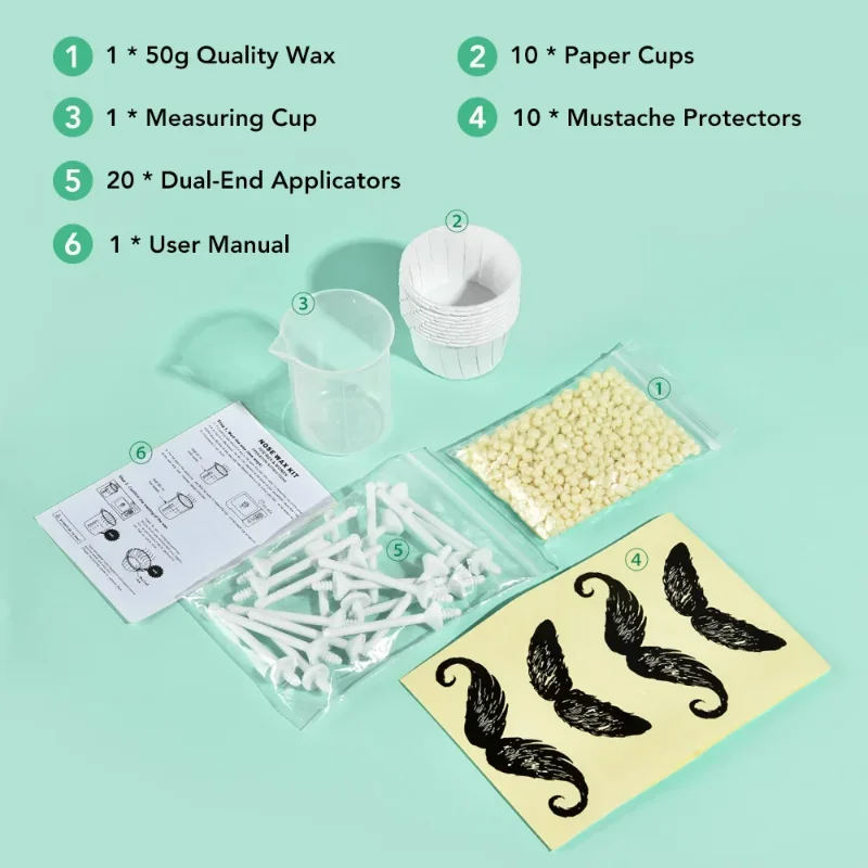 2026 Tragbares Schmerzfreies Nasenwachs-Set 50g Papierfreie Nasenhaarentfernung Reinigungs-Wachsbohnen Enthaarungs-Kit Trimmer für Männer und Frauen – Detail 5