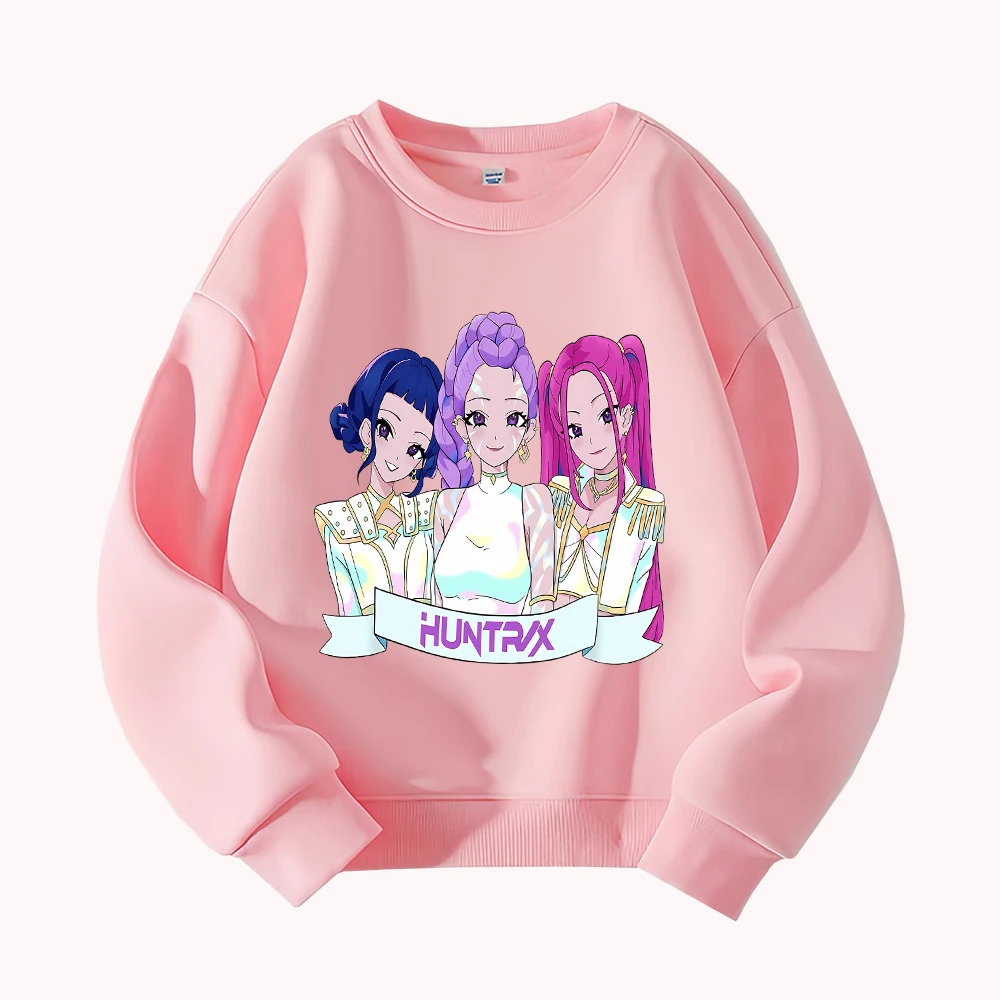 

HUNTRIX Girls Group Cartoon Print Round Neck Sweatshirt Women's Casual Long Sleeve Streetwear Top
