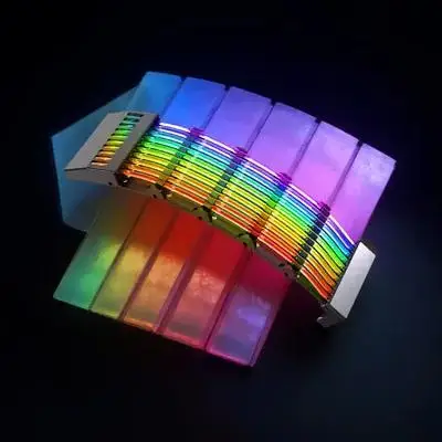 

5pcs Neon Glowing RGB Extension Cable 24Pin ATX Sleeved Power Supply Cord for ARGB 5V 3 Pin Motherboard Wide for Computer