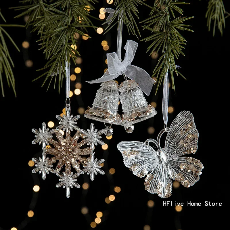 Acrylic Christmas Tree Hanging Ornaments Elk Angel Doll Bell Pendant 2024 Merry Christmas Decoration for Home Xmas New Year 2025