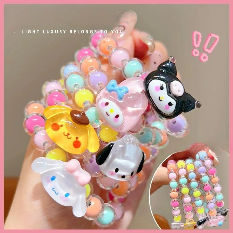 Браслет с героями мультфильмов Miniso, детский браслет Sanrio, аксессуары с героями мультфильмов для маленьких девочек, украшения из бисера, универсальный стиль для путешествий для девочек