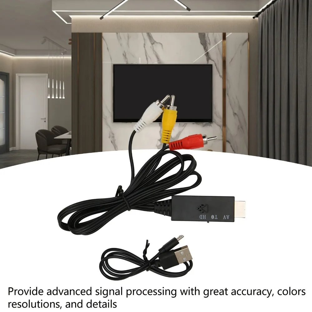 RCA CVBS AV to HD 1080P/720P 60Hz AV to HD Multimedia Interface Cable Plug and Play 3.3ft 3RCA to HD Multimedia Interface