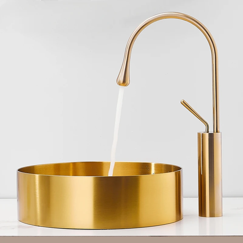 Gold countertop basin thin edge 304 stainless steel home bar KTV washbasin