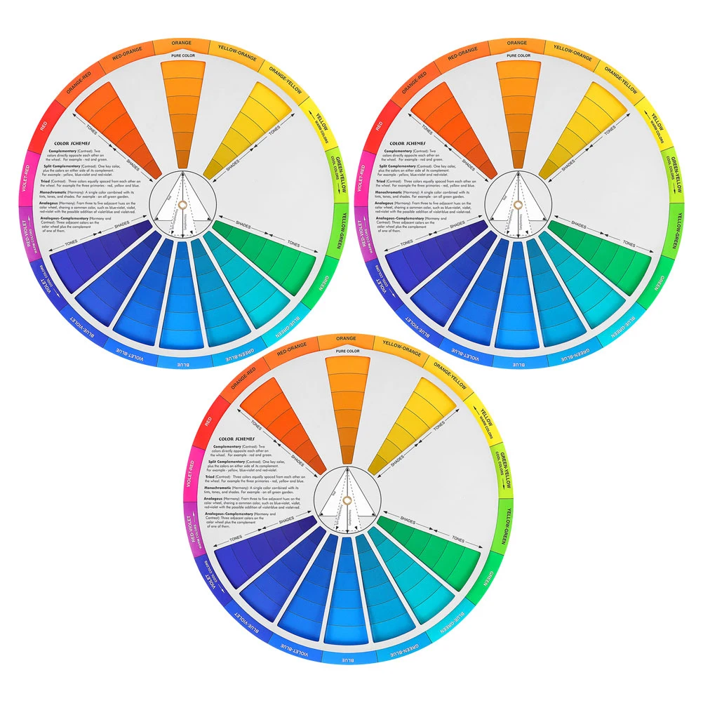 3 Pcs Color Card Mixing Chart Wheel for Painting Blending Learning Coloring Paper Charts Artists Child