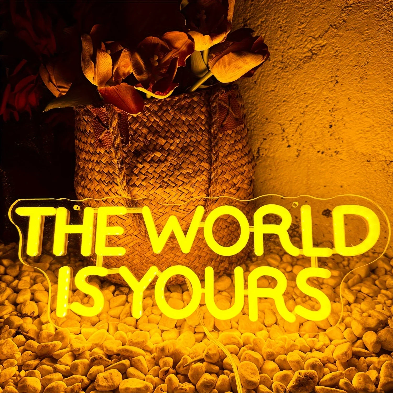 

Неоновые вывески «Мир ваш», внутренний Декор для спальни, стены со светодиодами, бар, Рождественская вечеринка, свадьба, гостиная, офис, Декор