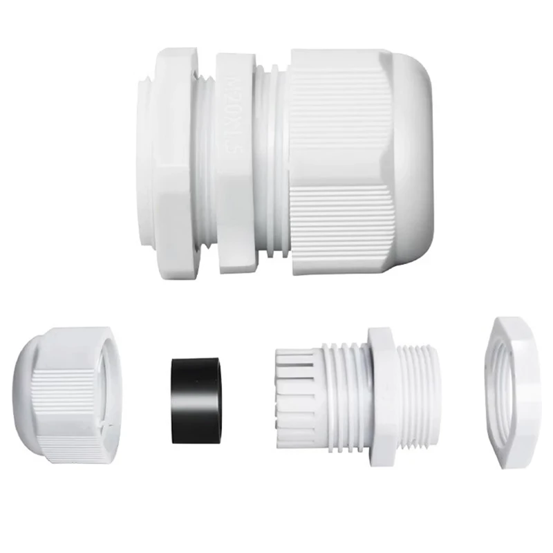 White nylon waterproof electric cable gland connector, 1/2/5/10PCs, pg16pg9pg25pg36 27 image 5