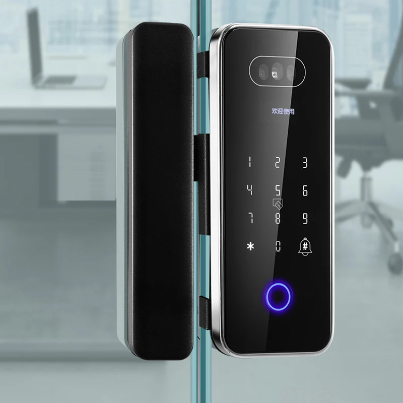 Built-in Camera Smart Lock With 3D Face Recognition And Stainless Steel Mortise For Glass Doors