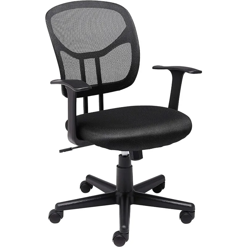 

Mesh Mid-Back Adjustable-Height 360-Degree Swivel Office Desk Chair with Armrests and Lumbar Support, Black