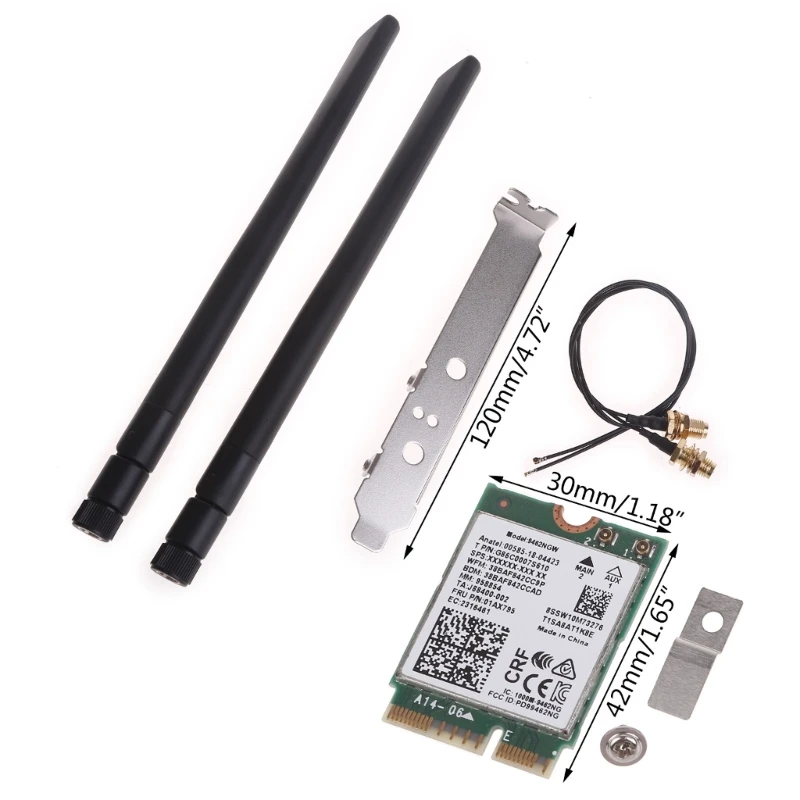 Adaptateur réseau 9462NGW BT5.0 Antennes WiFi 5 GHz 2,4 GHz (160 MHz) pour 10